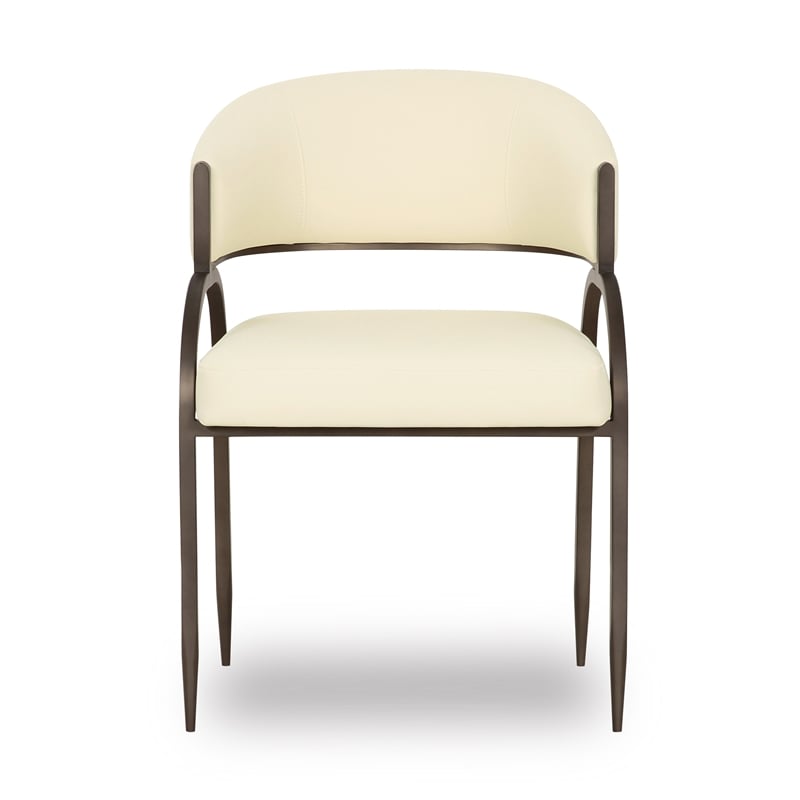 Pemberly Row Contemporary Upholstered Cream Vegan Leather Dining Chair