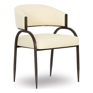 Pemberly Row Contemporary Upholstered Cream Vegan Leather Dining Chair
