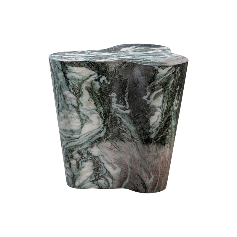 Pemberly Row Contemporary Slab Grey/Blush Faux Marble Short Side Table