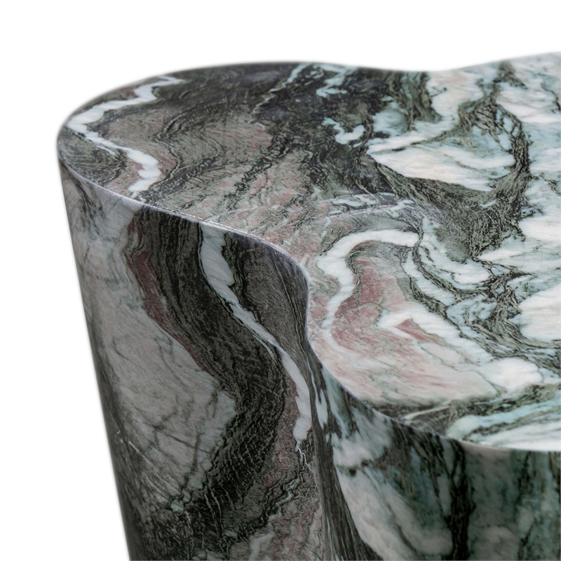 Pemberly Row Contemporary Slab Grey/Blush Faux Marble Short Side Table