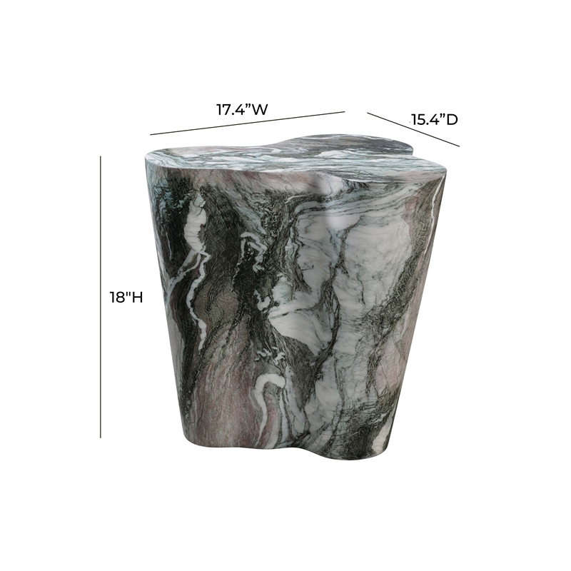 Pemberly Row Contemporary Slab Grey/Blush Faux Marble Short Side Table