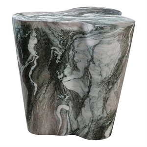 Pemberly Row Contemporary Slab Grey/Blush Faux Marble Short Side Table