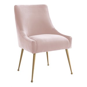 Pemberly Row 19&quot Transitional Velvet Side Chair in Blush Pink