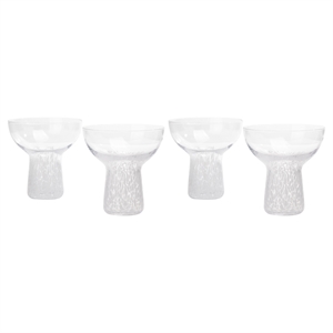 Pemberly Row Dottie Dots Transitional Glass Cocktail in Clear White (Set of 4)