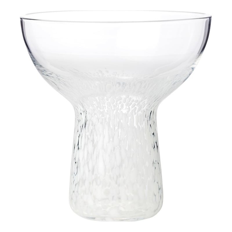Pemberly Row Dottie Dots Transitional Glass Cocktail in Clear White (Set of 4)