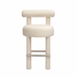Pemberly Row Handmade Transitional Cream Velvet Counter Stool