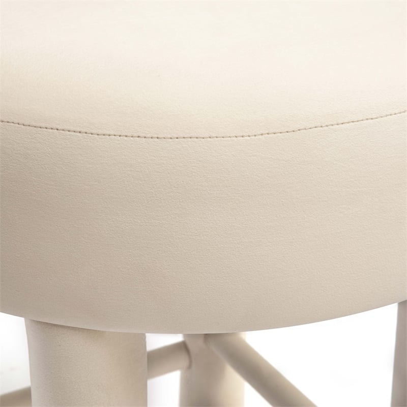 Pemberly Row Handmade Transitional Cream Velvet Counter Stool
