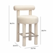 Pemberly Row Handmade Transitional Cream Velvet Counter Stool