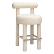 Pemberly Row Handmade Transitional Cream Velvet Counter Stool