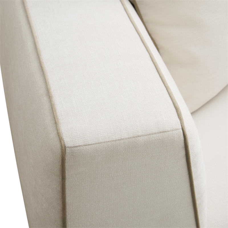 Pemberly Row Contemporary Upholstered Cream Linen Sofa with Accent Pillows