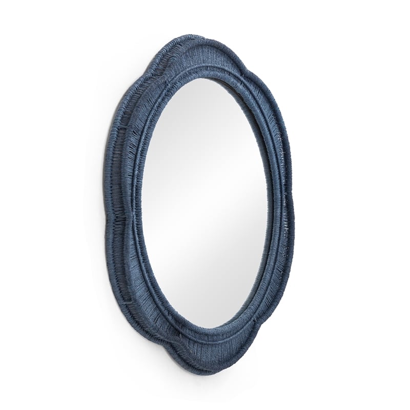 Pemberly Row Contemporary Blue Wall Mirror - 26.6