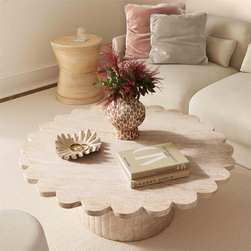 Pemberly Row Contemporary Natural Rattan Side Table - 19.7