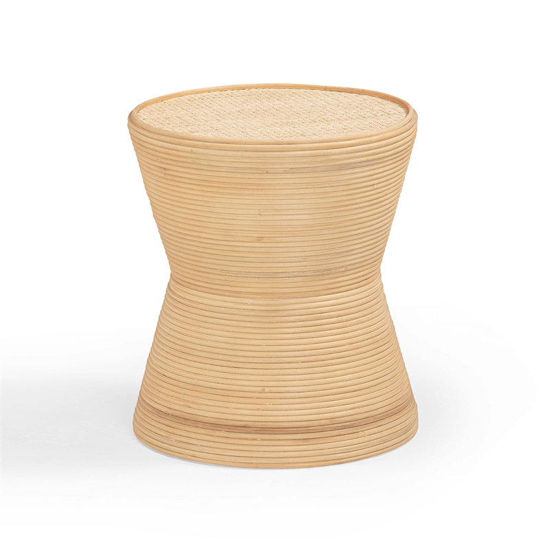 Pemberly Row Contemporary Natural Rattan Side Table - 19.7