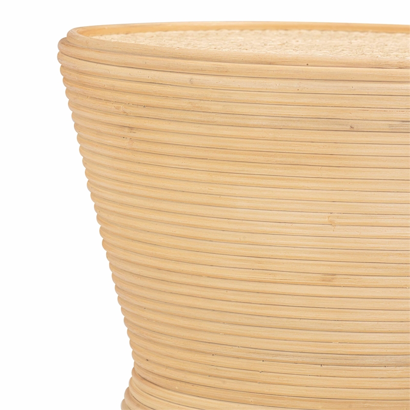 Pemberly Row Contemporary Natural Rattan Side Table - 19.7