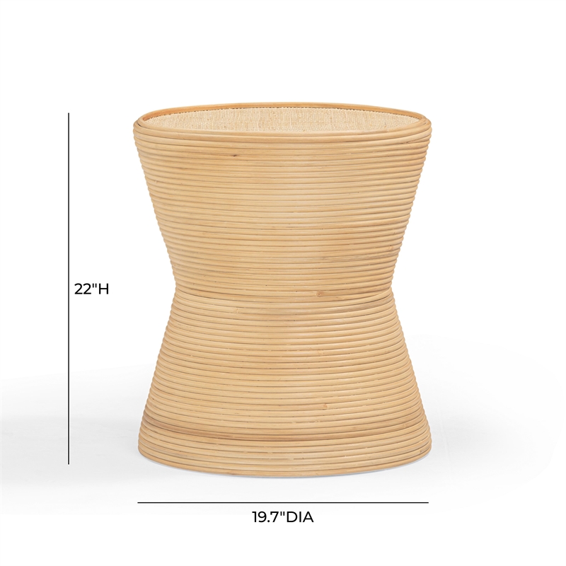 Pemberly Row Contemporary Natural Rattan Side Table - 19.7