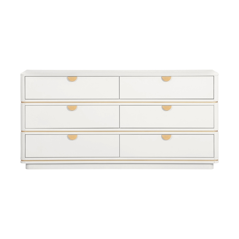 Pemberly Row Handmade Modern Transitional Cream 6 Drawer Dresser