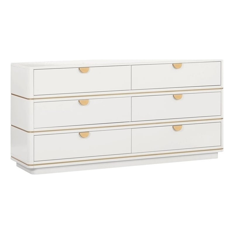 Pemberly Row Handmade Modern Transitional Cream 6 Drawer Dresser