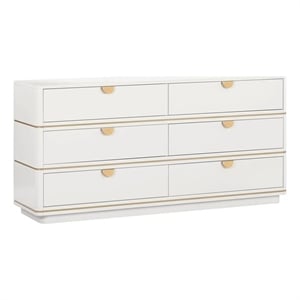 Pemberly Row Handmade Modern Transitional Cream 6 Drawer Dresser