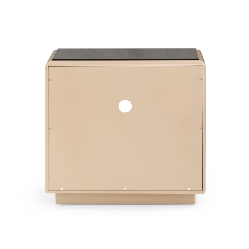 Pemberly Row Contemporary Taupe Mirrored Nightstand - 50