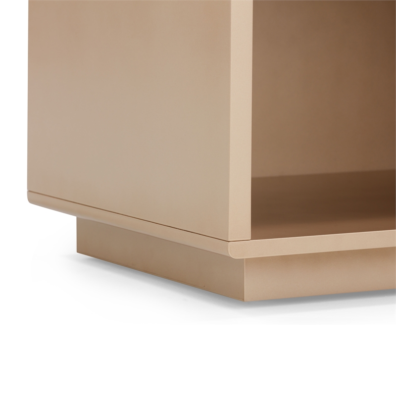 Pemberly Row Contemporary Taupe Mirrored Nightstand - 50