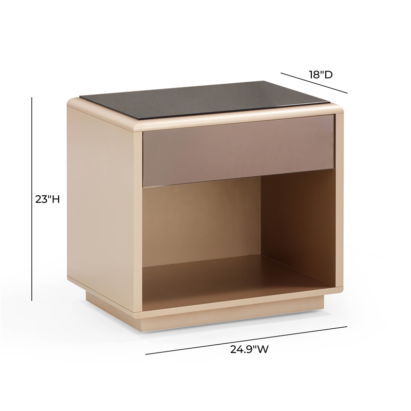 Pemberly Row Contemporary Taupe Mirrored Nightstand - 50