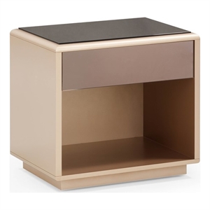 Pemberly Row Contemporary Taupe Mirrored Nightstand - 50&quotW x 14&quotD x 31&quotH