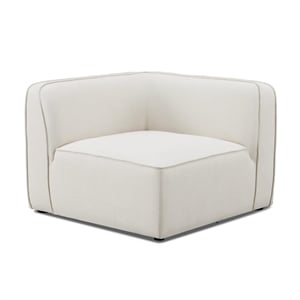 Pemberly Row Contemporary Sand Upcycled Linen Corner Chair - 39&quotW x 39&quotD x 28&quotH