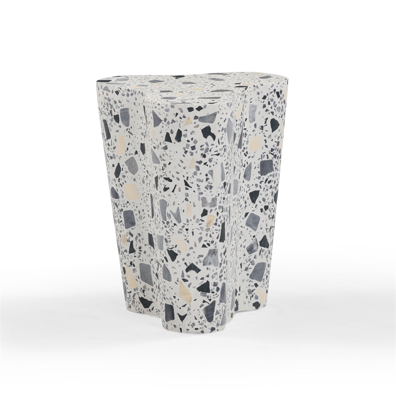Pemberly Row Slab Black & White Riverbed Terrazzo Side Table