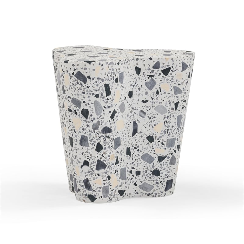 Pemberly Row Slab Black & White Riverbed Terrazzo Side Table