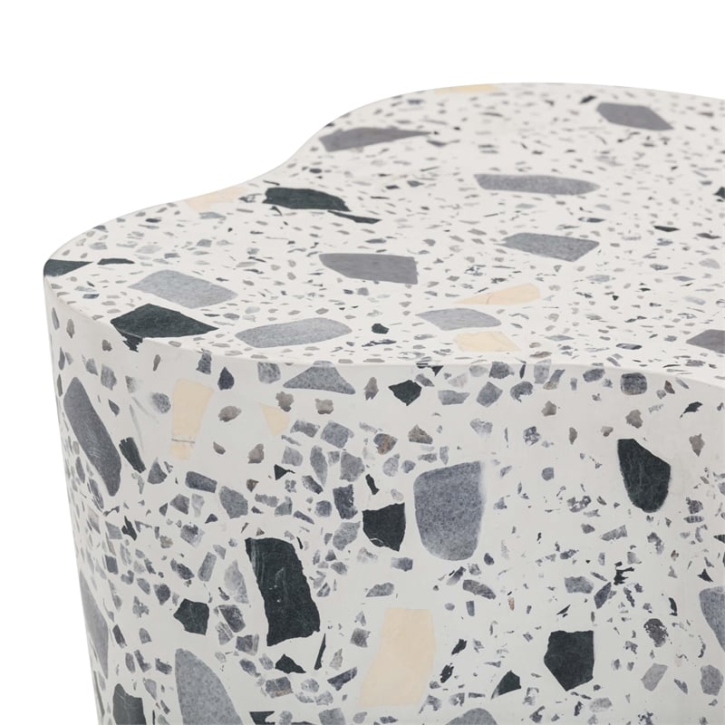 Pemberly Row Slab Black & White Riverbed Terrazzo Side Table