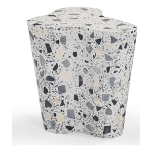 Pemberly Row Slab Black & White Riverbed Terrazzo Side Table