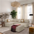 Pemberly Row Contemporary Cream Heavy Textured Fabric Ottoman