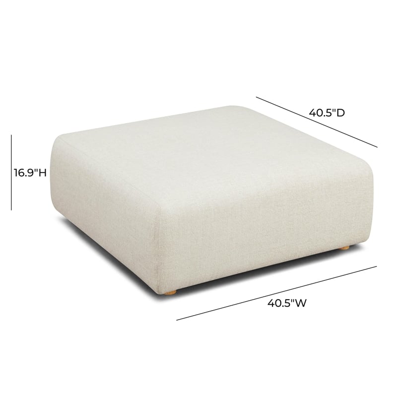 Pemberly Row Contemporary Cream Heavy Textured Fabric Ottoman