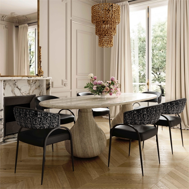 Pemberly Row Contemporary Black Vegan Leather 2-Tone Dining Chair