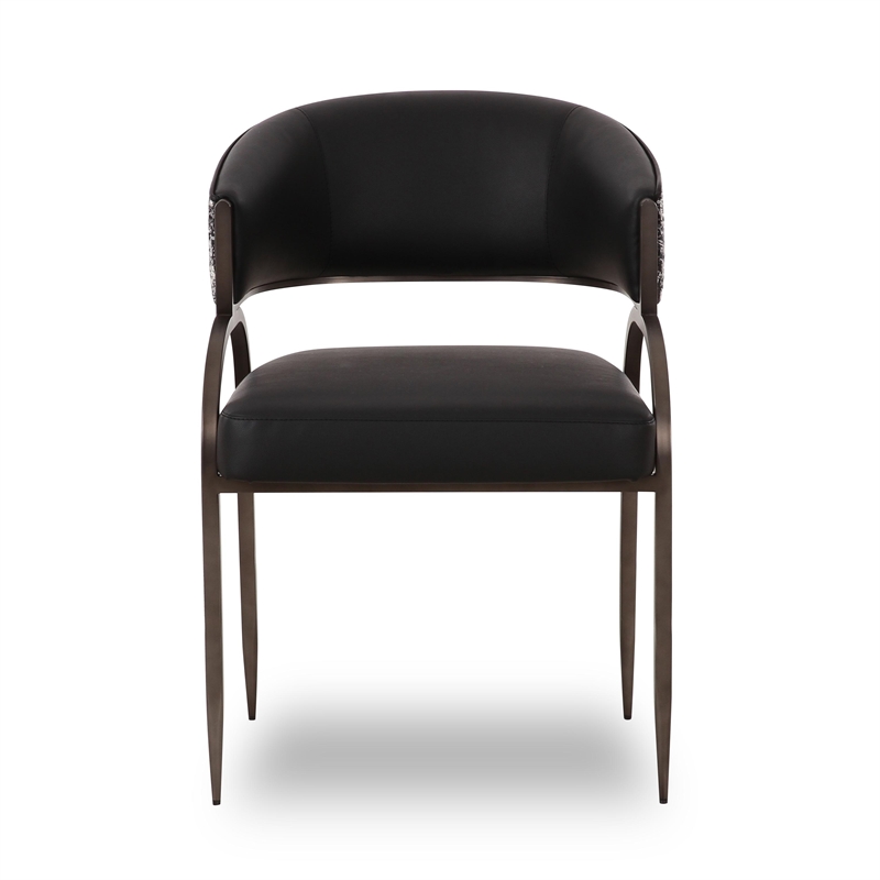 Pemberly Row Contemporary Black Vegan Leather 2-Tone Dining Chair