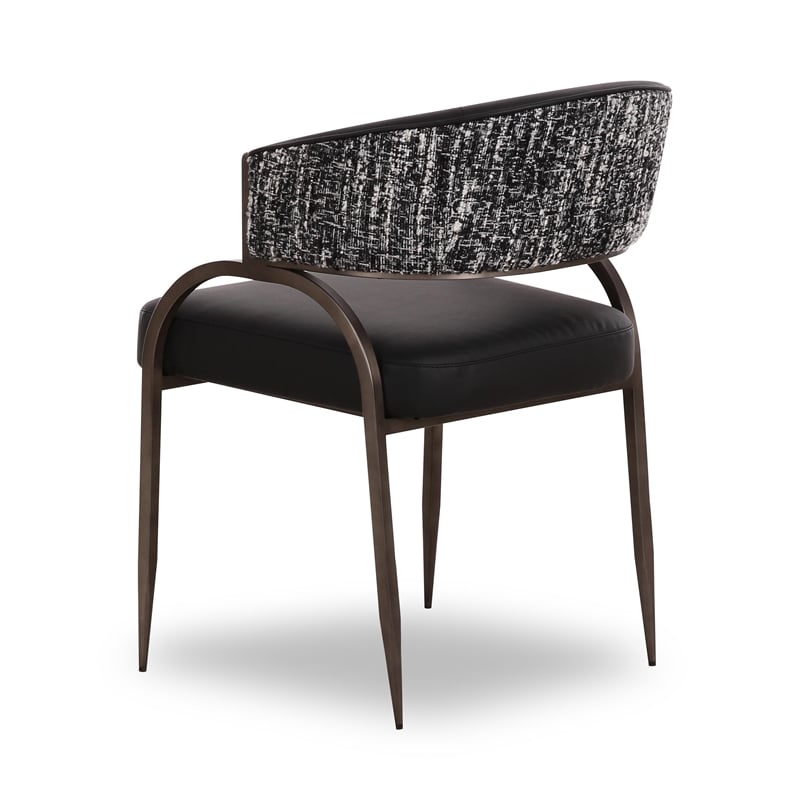 Pemberly Row Contemporary Black Vegan Leather 2-Tone Dining Chair