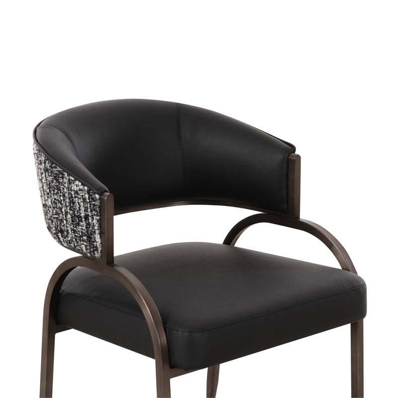 Pemberly Row Contemporary Black Vegan Leather 2-Tone Dining Chair