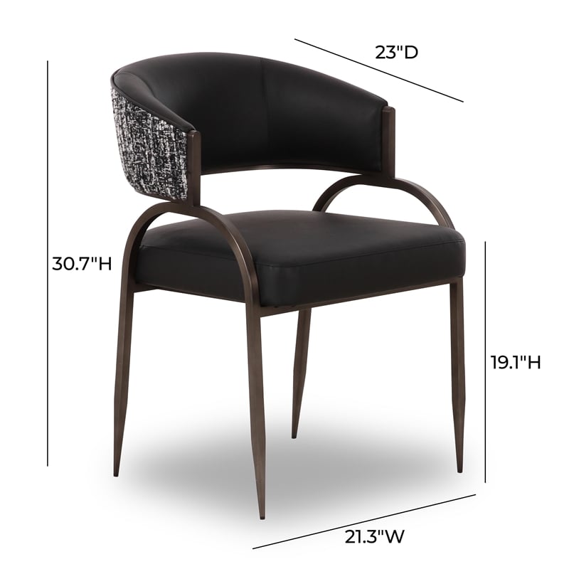 Pemberly Row Contemporary Black Vegan Leather 2-Tone Dining Chair