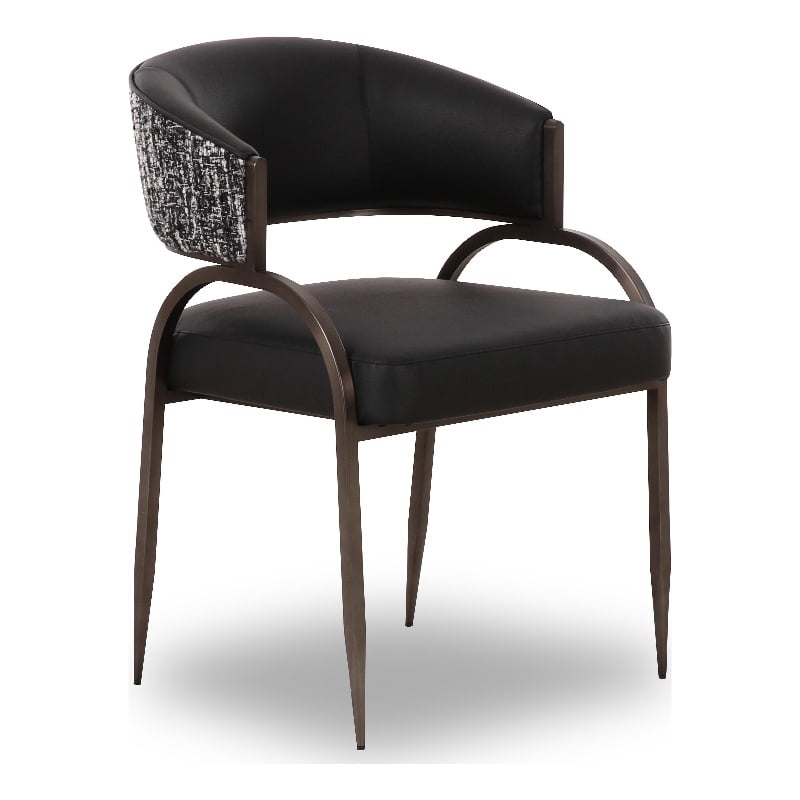 Pemberly Row Contemporary Black Vegan Leather 2-Tone Dining Chair