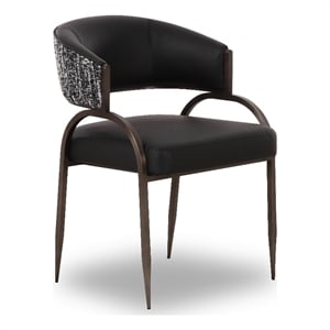 Pemberly Row Contemporary Black Vegan Leather 2-Tone Dining Chair