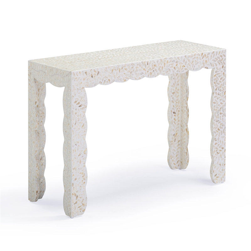 Pemberly Row Contemporary Natural Capiz Shell Console - 42.9