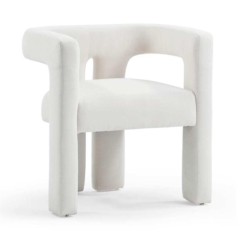 Pemberly Row Handmade Contemporary Bone White Upcycled Fabric Chair