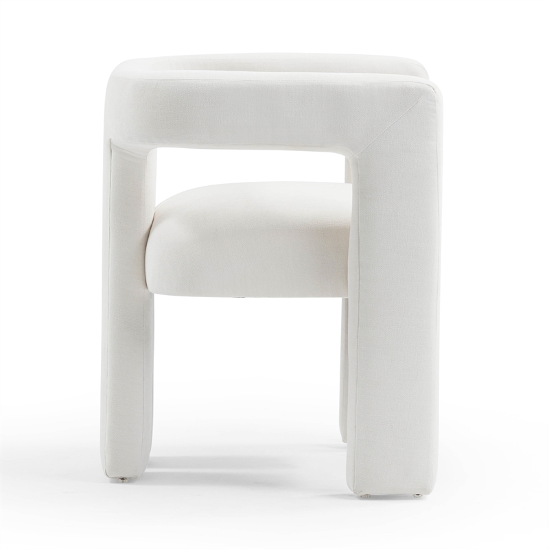Pemberly Row Handmade Contemporary Bone White Upcycled Fabric Chair
