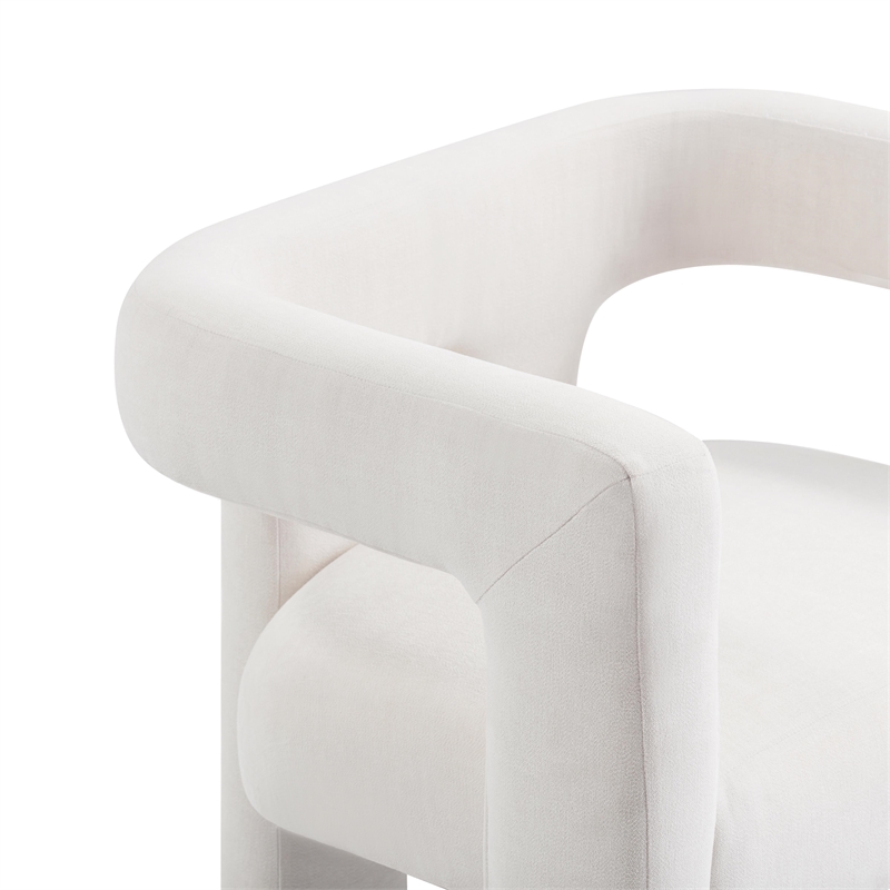 Pemberly Row Handmade Contemporary Bone White Upcycled Fabric Chair