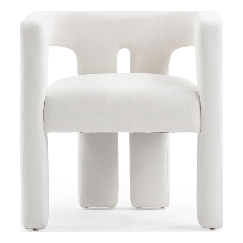 Pemberly Row Handmade Contemporary Bone White Upcycled Fabric Chair