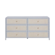 Pemberly Row Contemporary Pastel Blue Rattan 6 Drawer Wooden Dresser