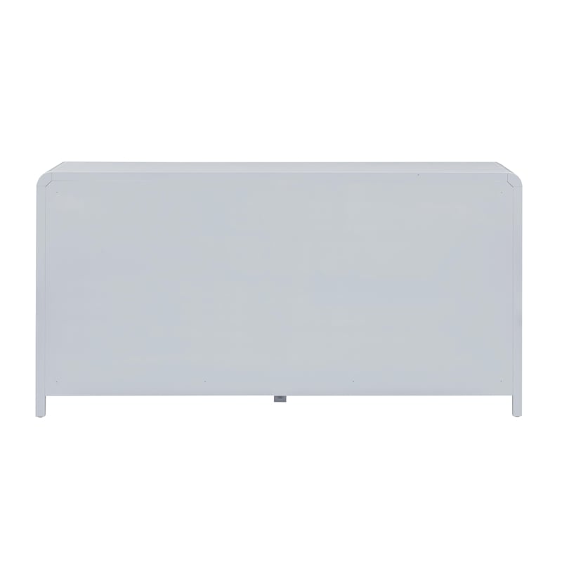 Pemberly Row Contemporary Pastel Blue Rattan 6 Drawer Wooden Dresser
