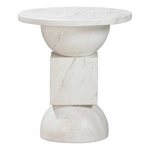 Pemberly Row Traditional Chip Marble Print Indoor / Outdoor Side Table