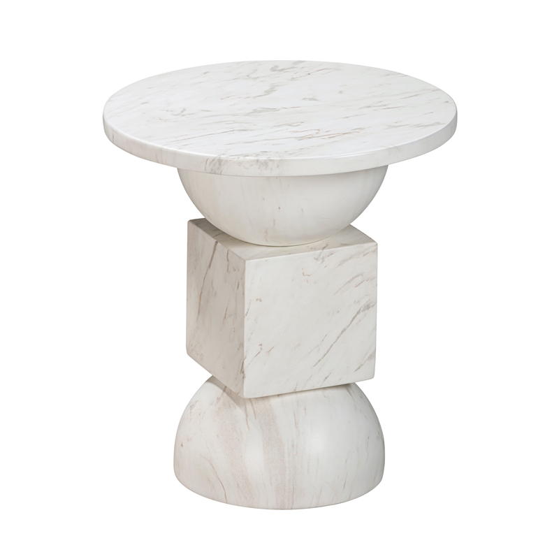Pemberly Row Traditional Chip Marble Print Indoor / Outdoor Side Table