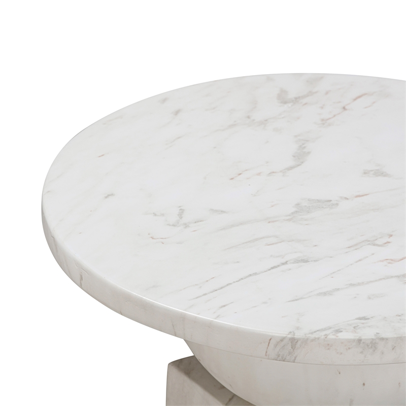 Pemberly Row Traditional Chip Marble Print Indoor / Outdoor Side Table